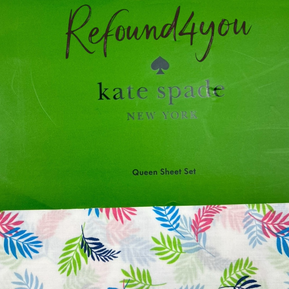 Kate Spade - ‘Tropical Leaf’ Queen Sheet Set. NWT. Firm!